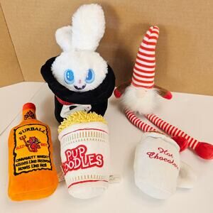 Plush Dog Toys BarkBox Pup Noodles Hot Chocolate Gnome Rabbit Whiskey Lot of 5